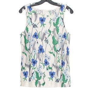 Meadow Rue Tank Top Embroidered Floral Boho Cottage Coastal Grandma Medium GZ